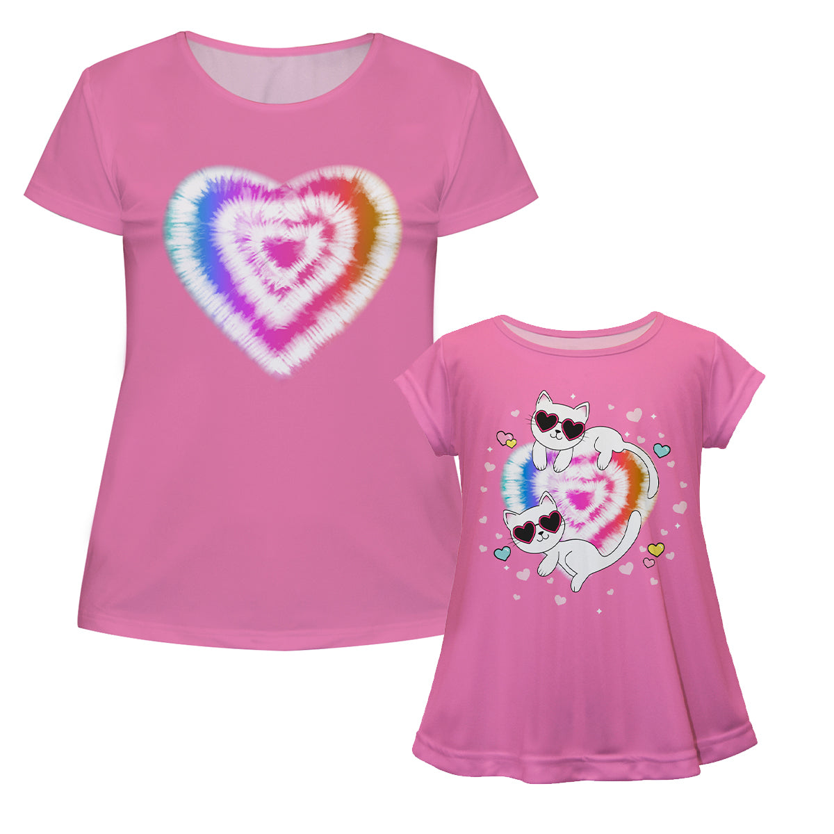 Cats Heart Pink Short Sleeve Laurie Top - Wimziy&Co.