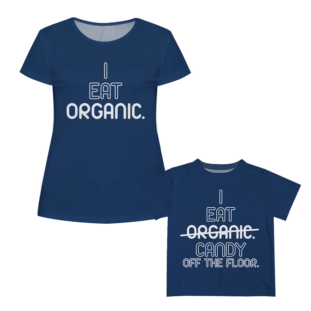 I Eat Organic Navy and White Short Sleeve Tee Shirt - Wimziy&Co.