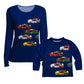 Racing Cars Navy and Red Long Sleeve Tee Shirt - Wimziy&Co.