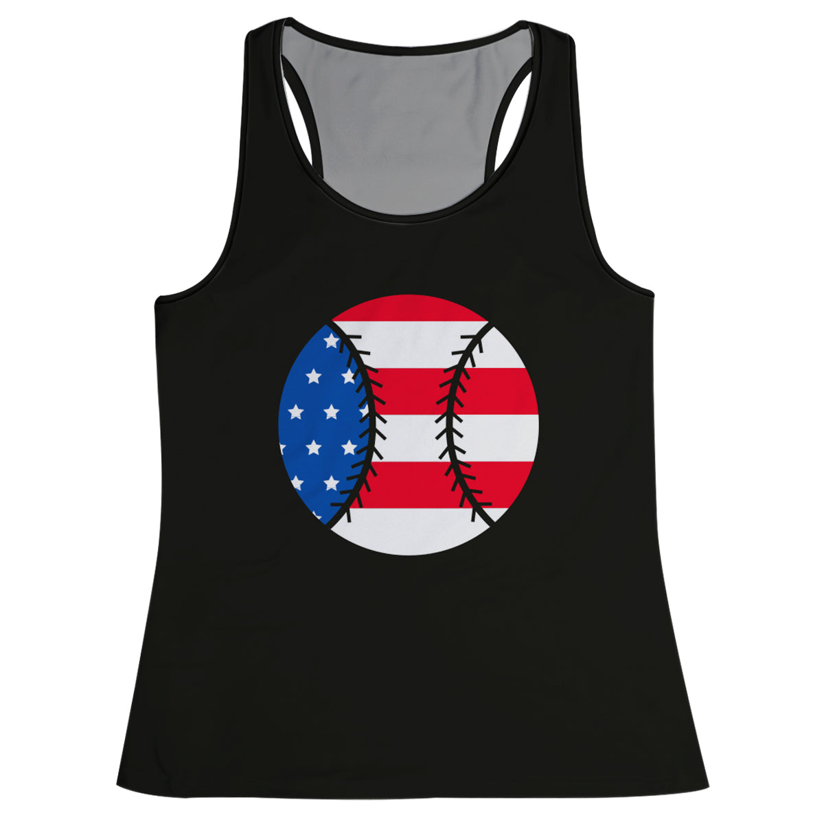 Baseball USA Flag Black Tank Top