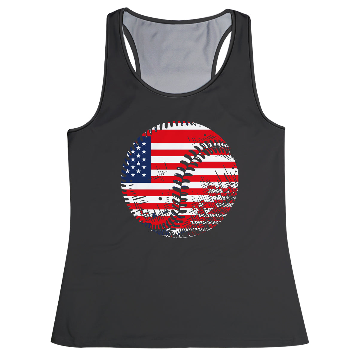 Baseball USA Flag Black Tank Top