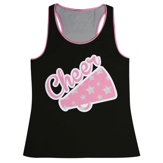 Cheer Megaphone Black Tank Top