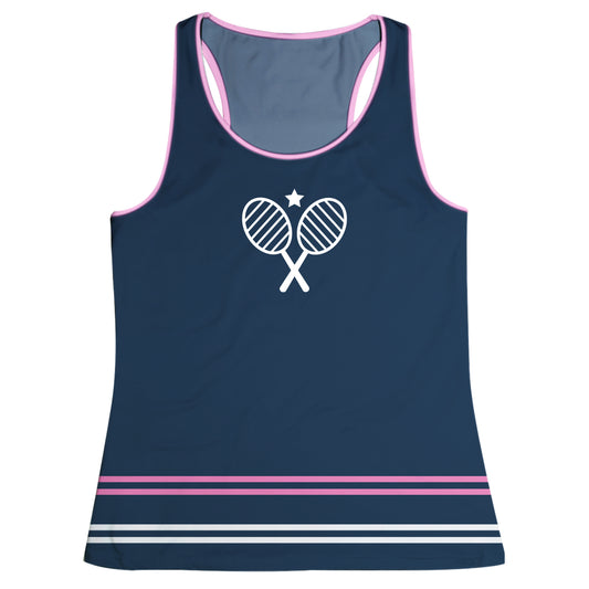 Tennis Rackets Navy Tank Top
