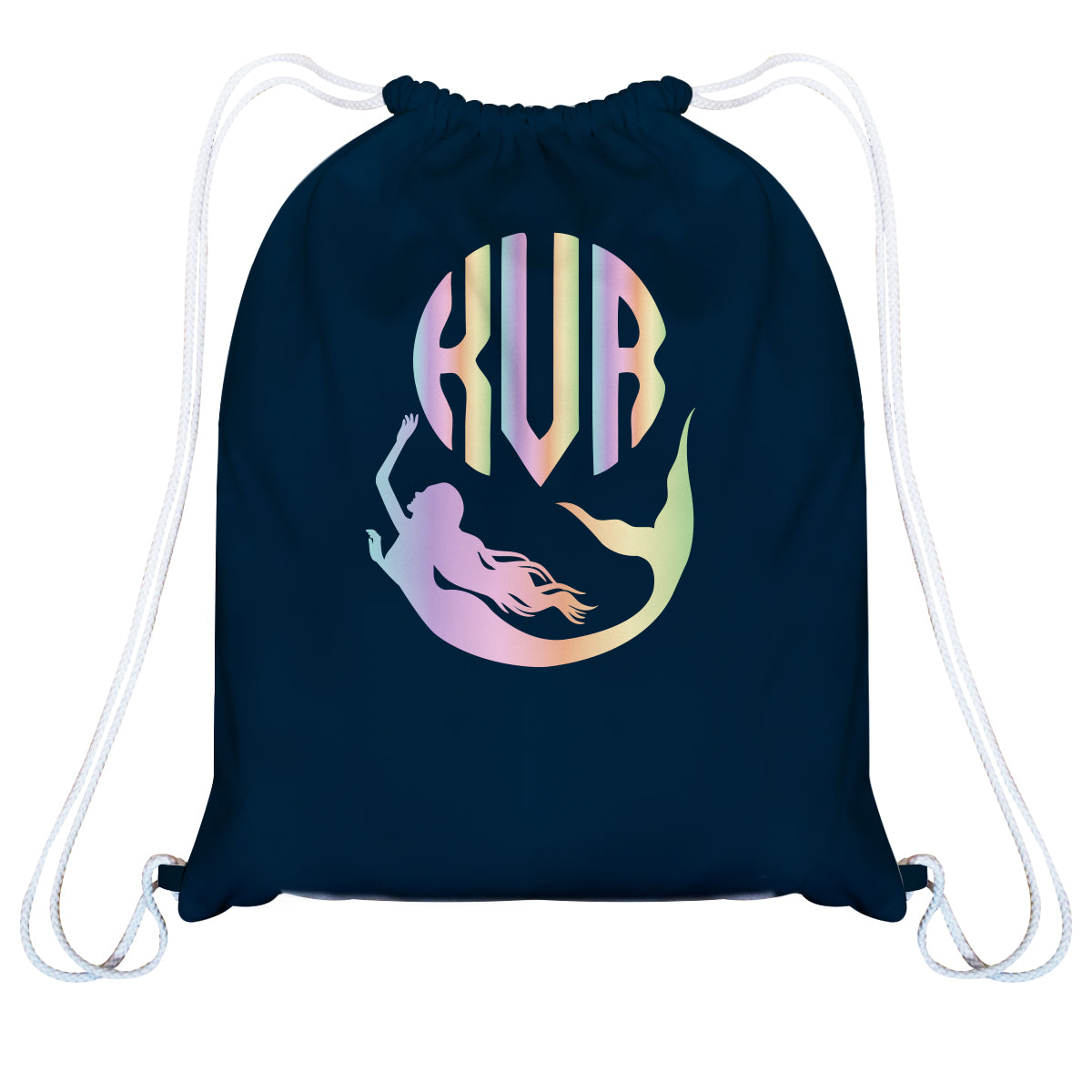 Mermaid Personalized Monogram Navy Beach Bag 14 x 19""