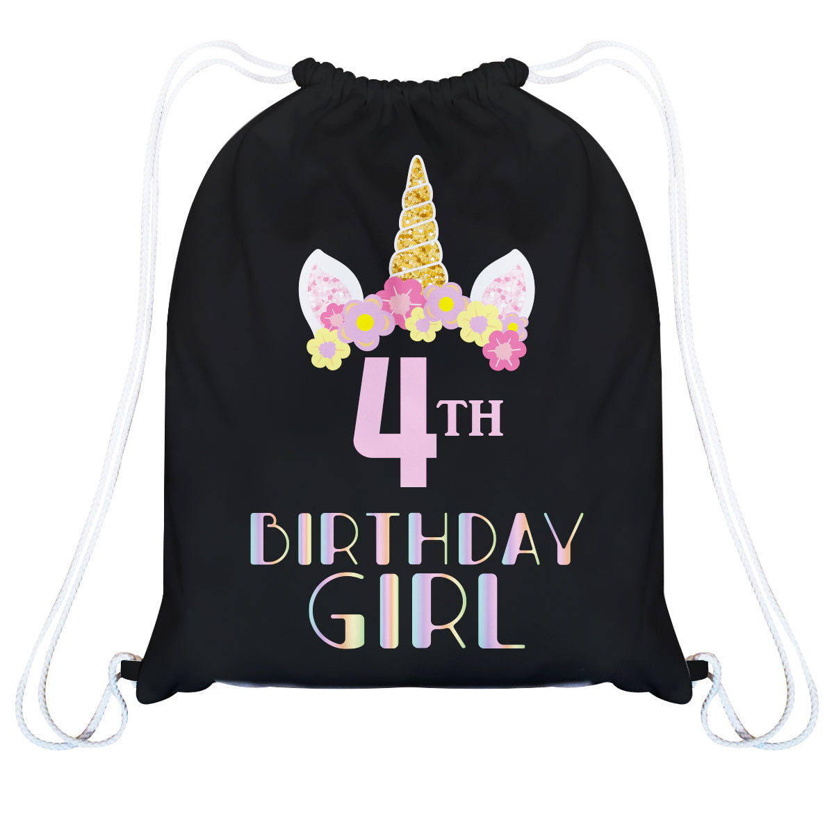 Unicorn Birthday Personalized Your Age Black Bag 14 x 19""