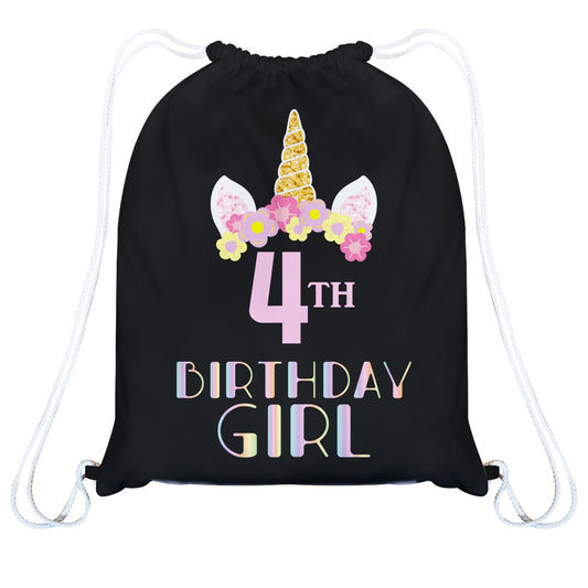 Unicorn Birthday Personalized Your Age Black Bag 14 x 19""