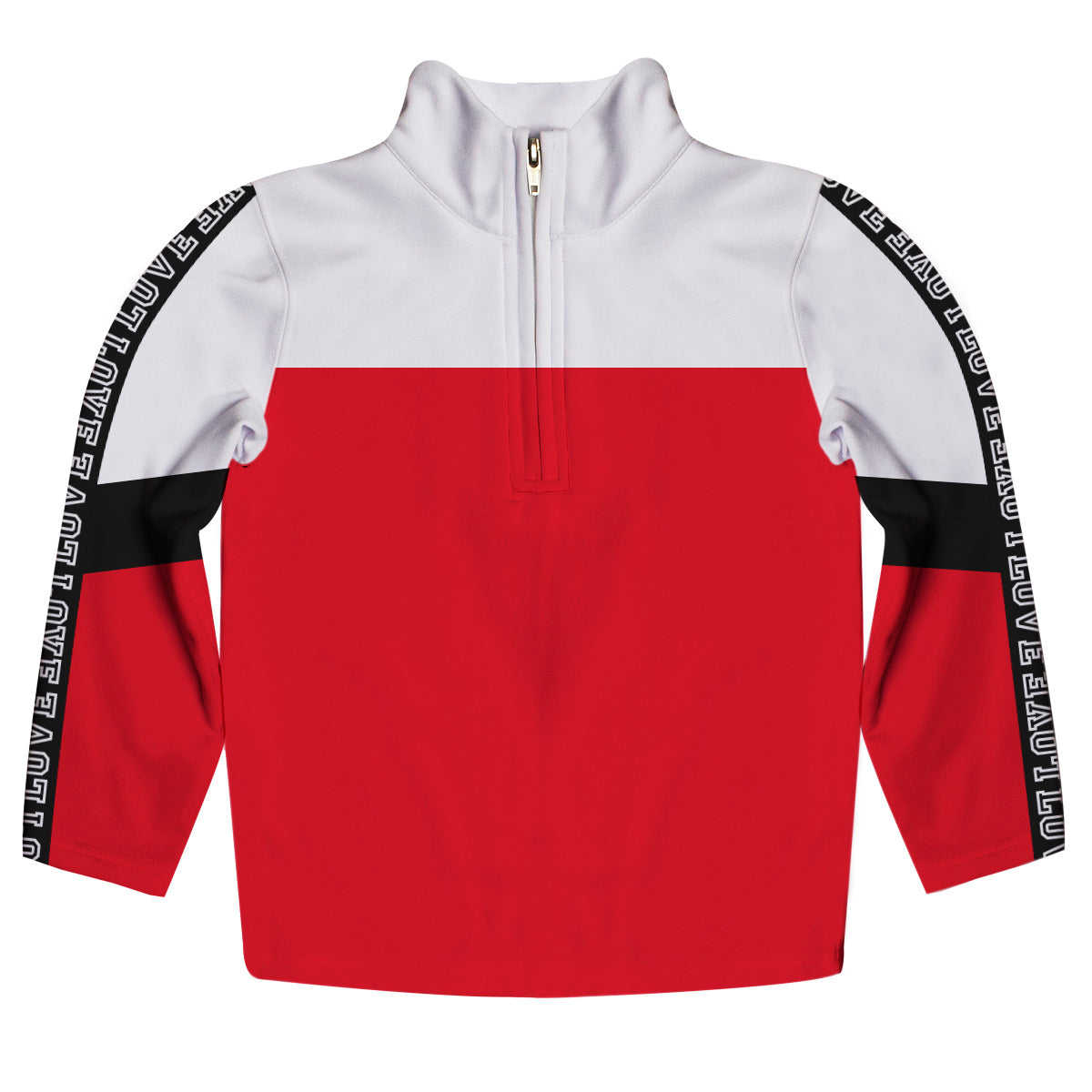 Block Color White and Red Heavy Weight Performance 4-Way Stretch 1/4 Zip Pullover