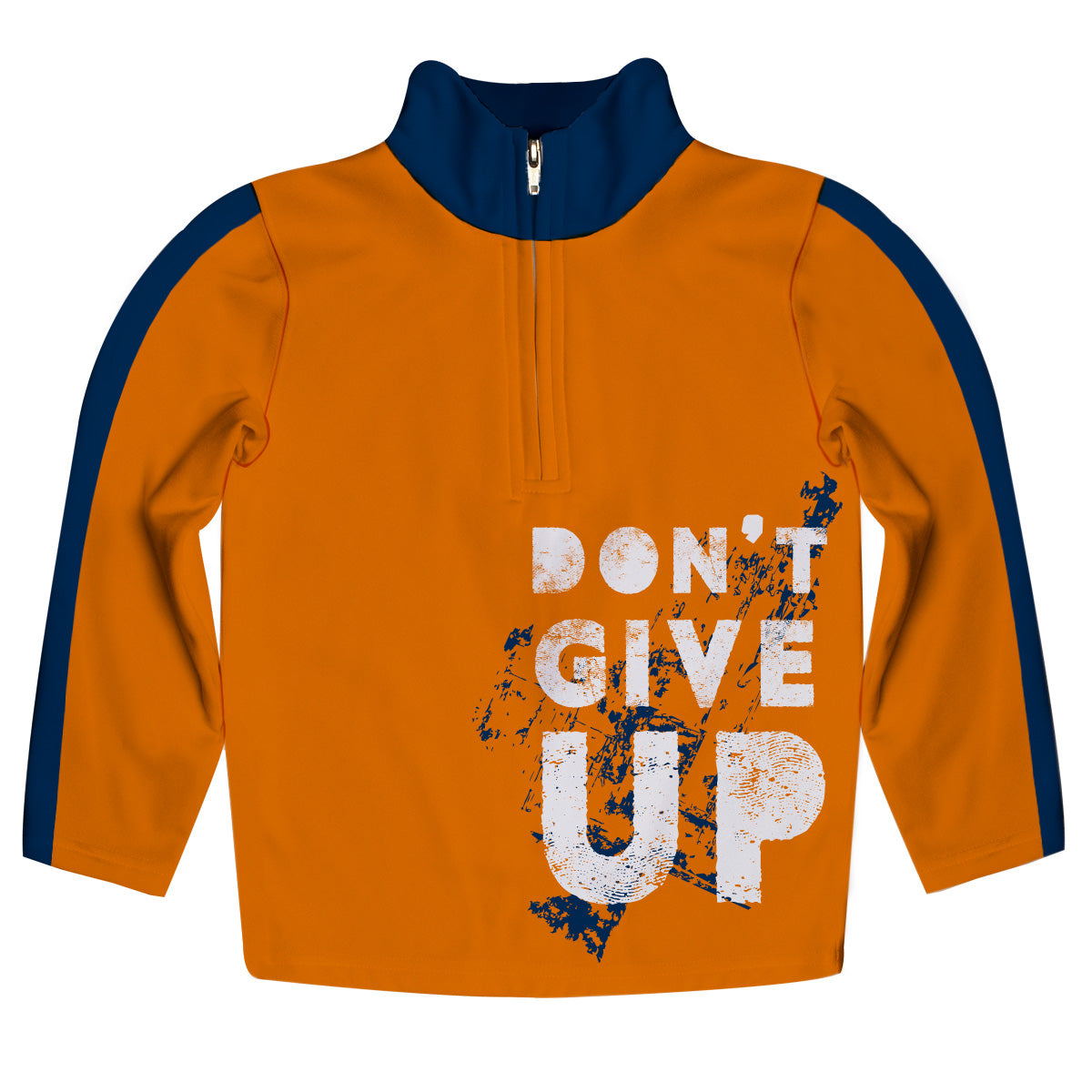Dont Give Up Orange and Navy Heavy Weight Performance 4-Way Stretch 1/4 Zip Pullover
