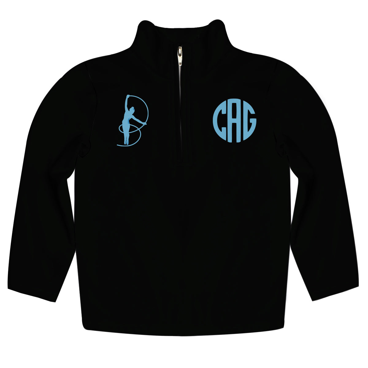 Gymnastics Personalized Monogram Black Heavy Weight Performance 4-Way Stretch 1/4 Zip Pullover