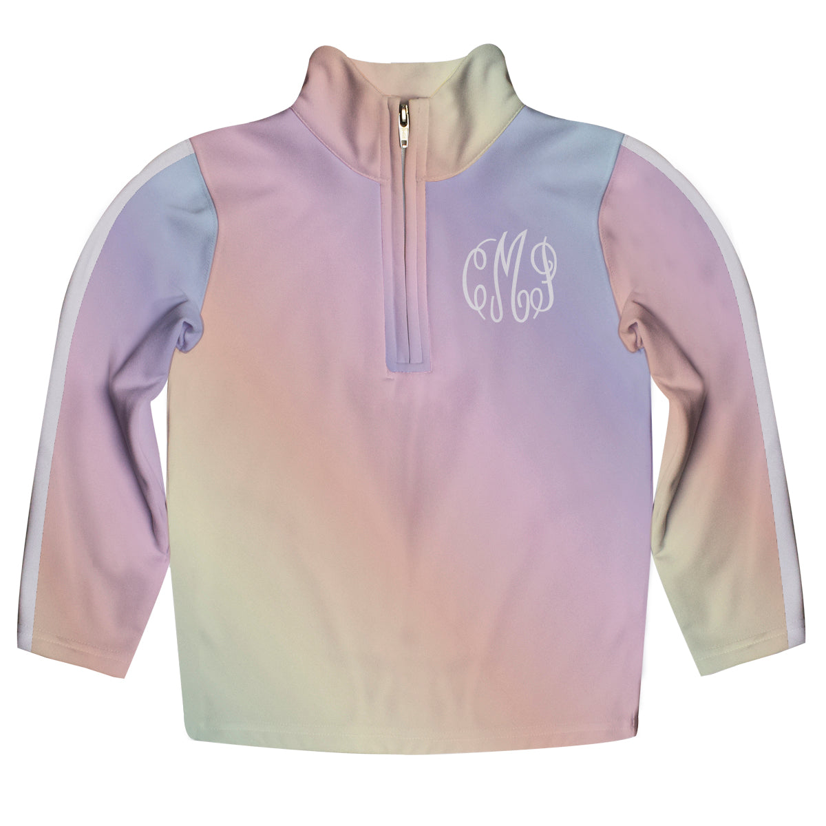 Personalized Monogram Rainbow Colors Degrade Heavy Weight Performance 4-Way Stretch 1/4 Zip Pullover