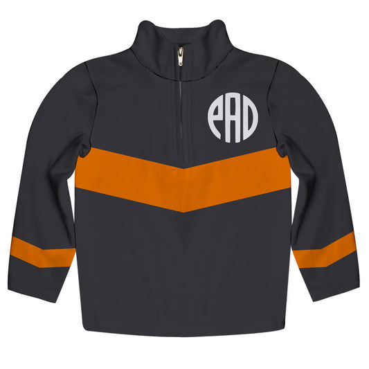 Personalized Monogram Gray and Orange Heavy Weight Performance 4-Way Stretch 1/4 Zip Pullover