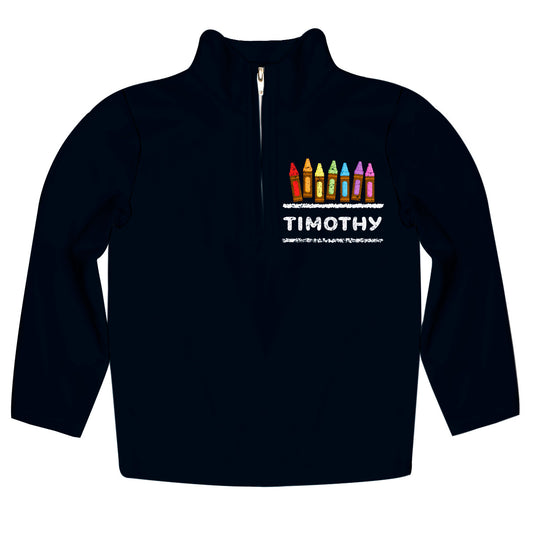 Pencil Personalized Name Navy Heavy Weight Performance 4-Way Stretch 1/4 Zip Pullover