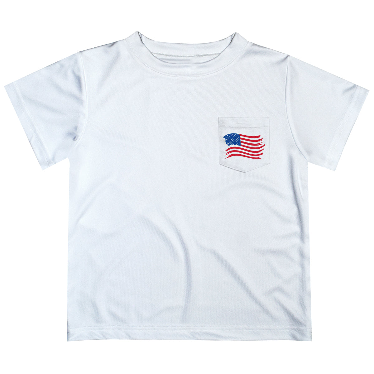 USA Flag White Short Sleeve Tee Shirt with Pocket - Wimziy&Co.