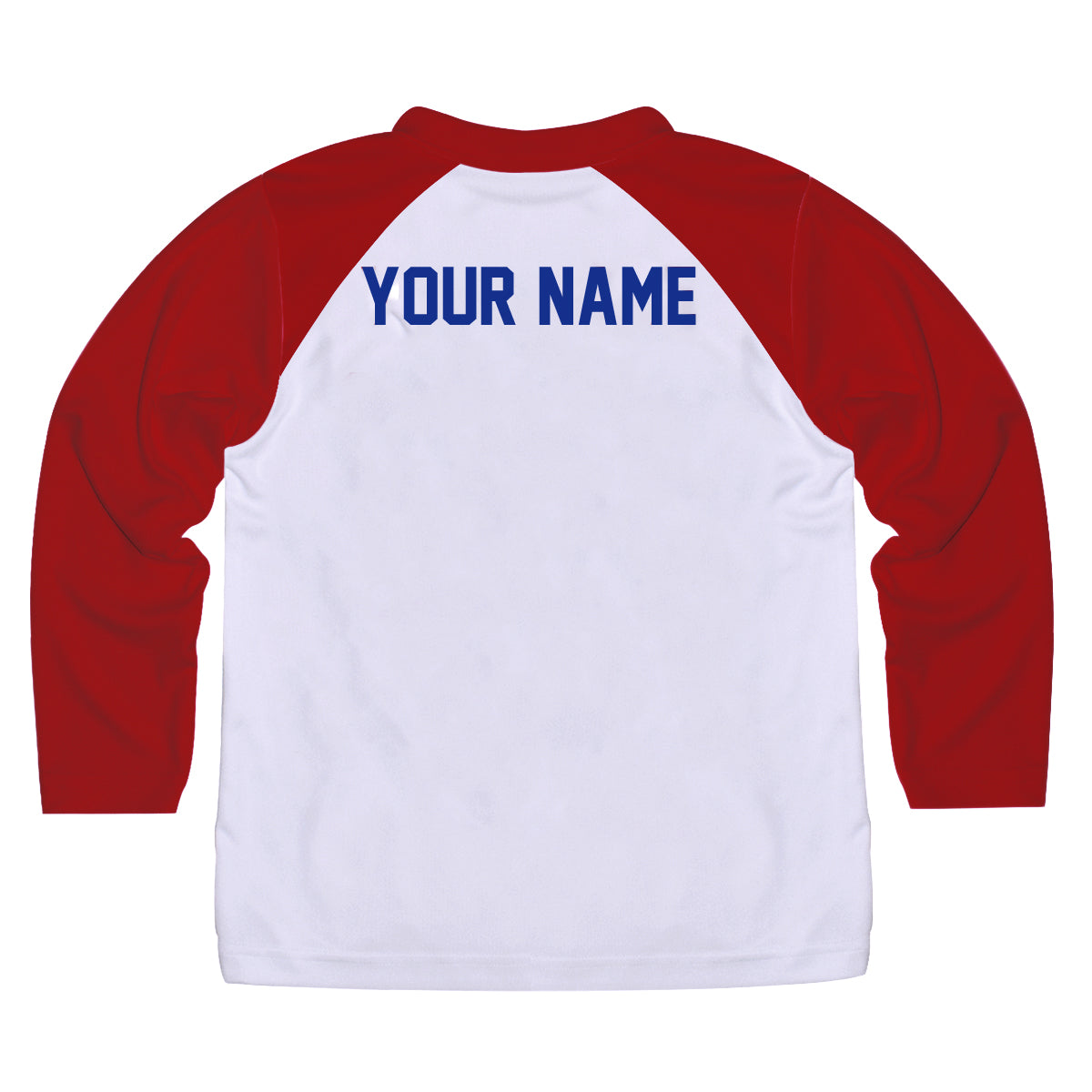 Baseball Player Personalized Name White and Red Raglan Long Sleeve Tee Shirt - Wimziy&Co.