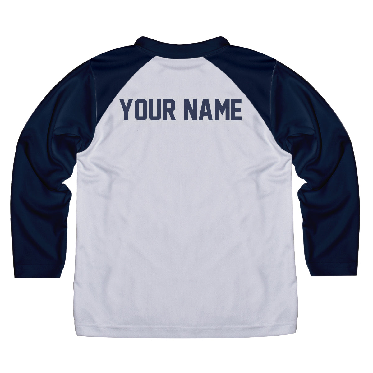Baseball Player Personalized Name White and Navy Raglan Long Sleeve Tee Shirt - Wimziy&Co.