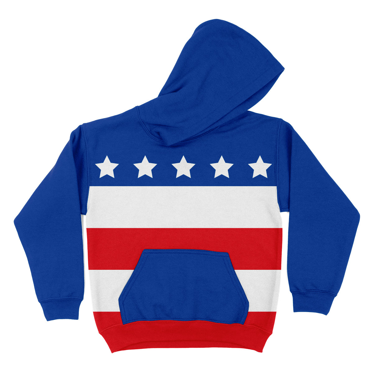 Americana Blue and White Fleece Long Sleeve Hoodie