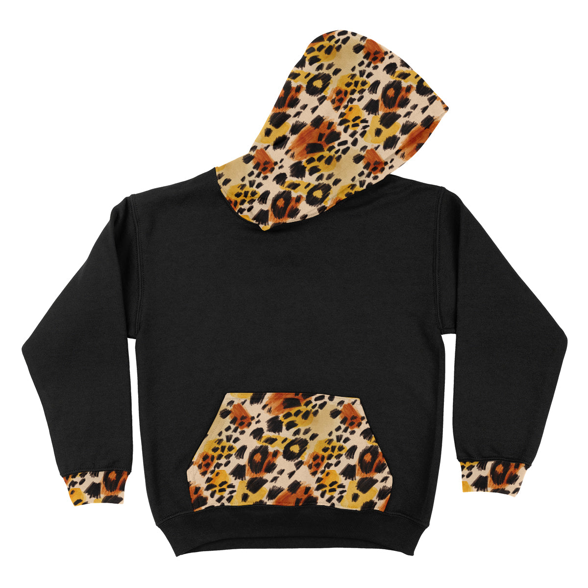 Animal Print Black Fleece Long Sleeve Hoodie