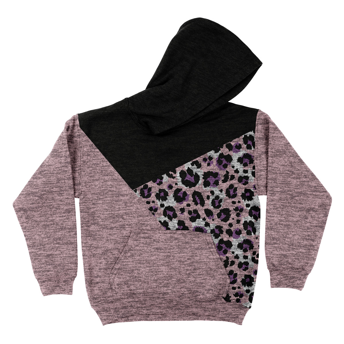 Animal Pirnt Pink and Black Gray Heather Long Sleeve Hoodie