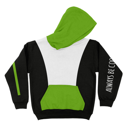 Always Be Cool Black White and Green Fleece Long Sleeve Hoodie