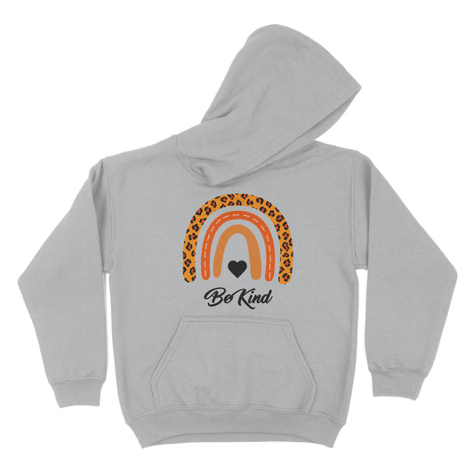 Be Kind Rainbow Gray Fleece Long Sleeve Hoodie