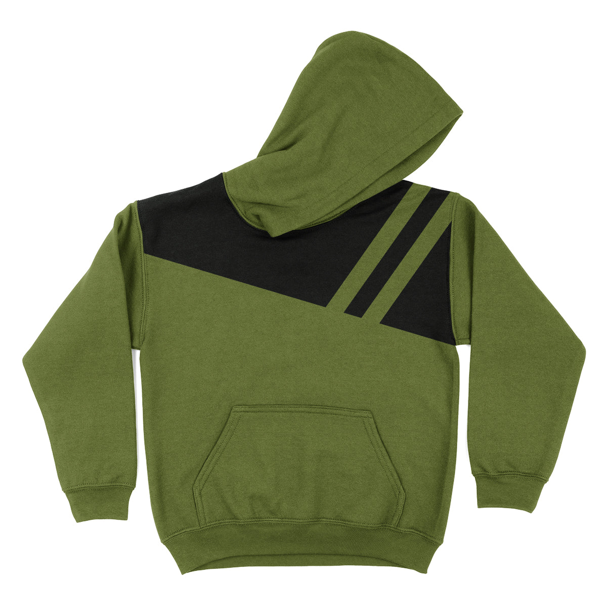 Block Green and Black Fleece Long Sleeve Hoodie