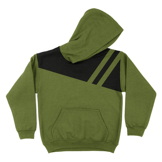 Block Green and Black Fleece Long Sleeve Hoodie