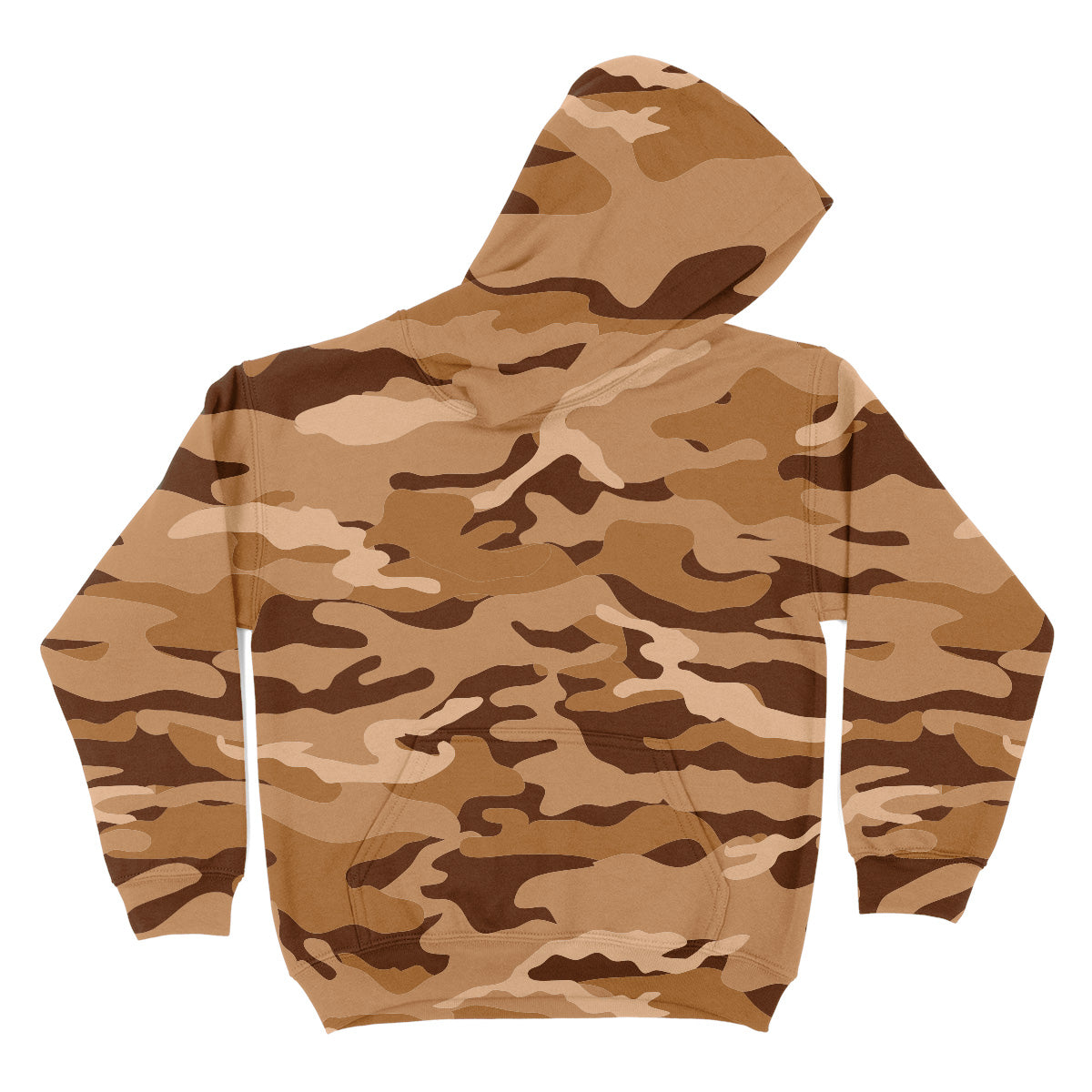 Camo Print Brown Fleece Long Sleeve Hoodie