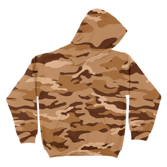 Camo Print Brown Fleece Long Sleeve Hoodie