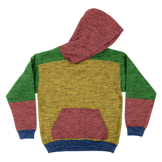 Colors Block Yellow and Green Fleece Long Sleeve Hoodie