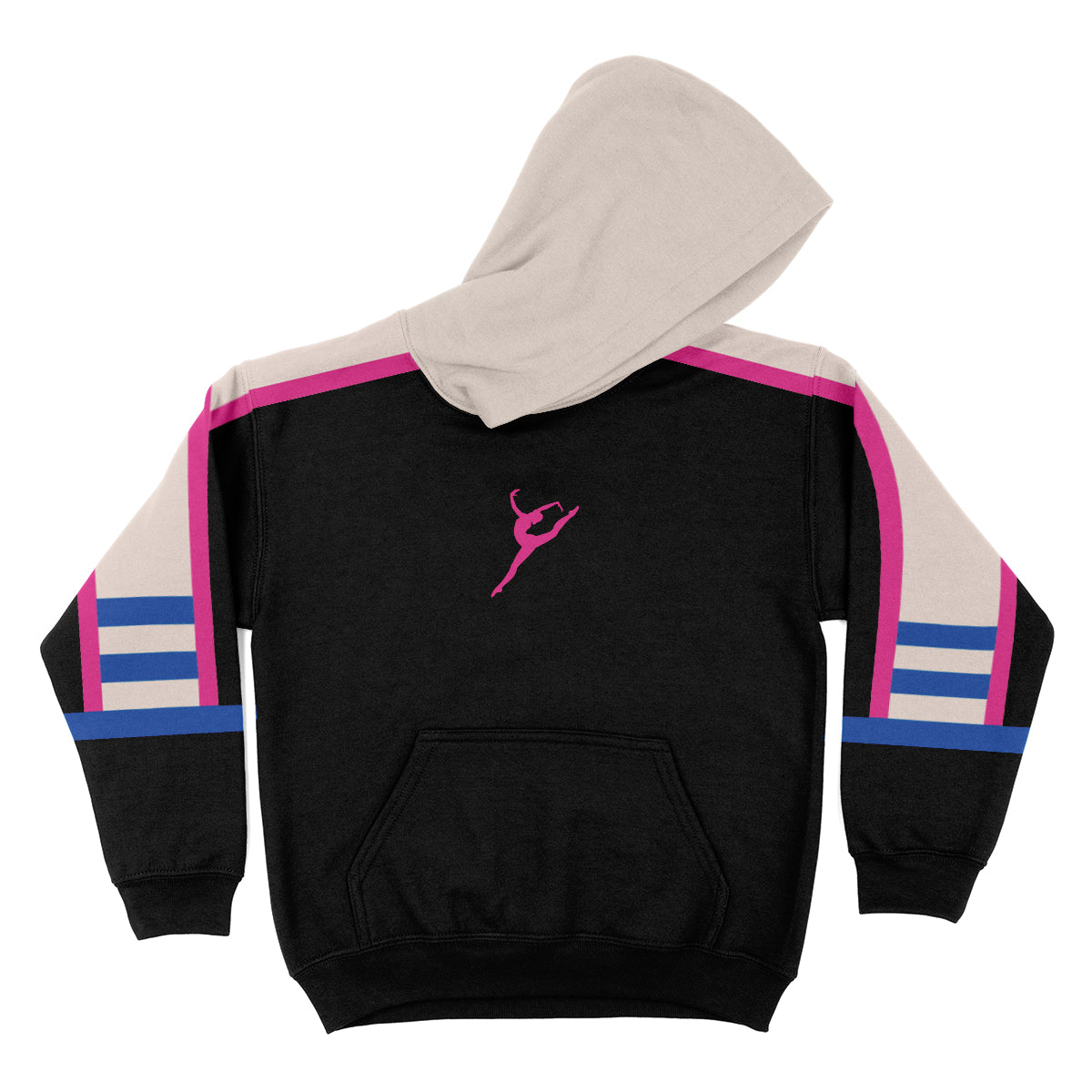 Dancer Blocks Colors Black and Pink Fleece Long Sleeve Hoodie