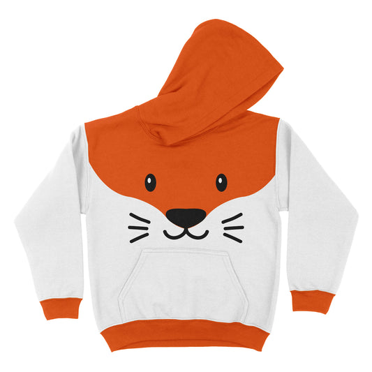 Fox Orange and White Fleece Long Sleeve Hoodie