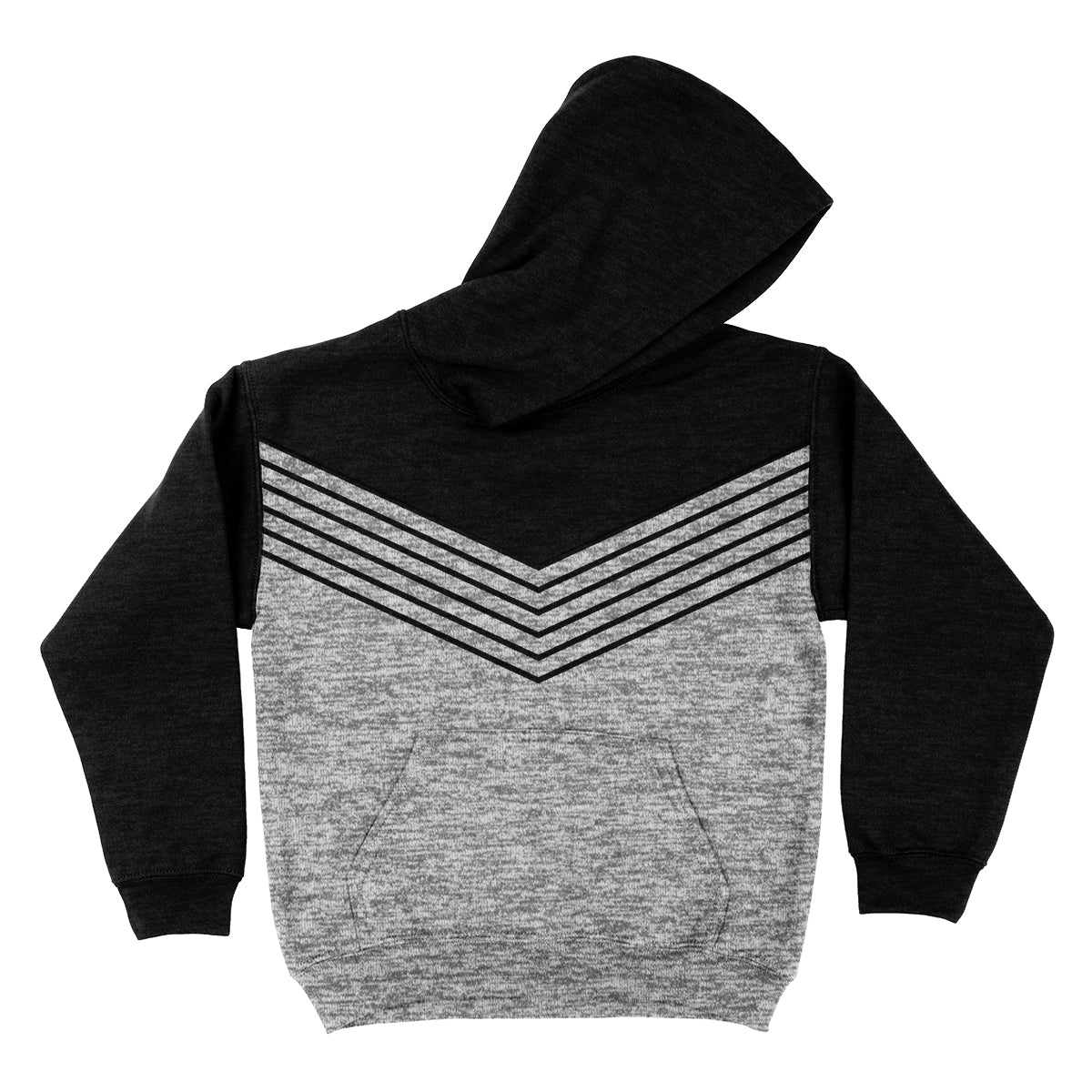Geometric Black and Gray Fleece Long Sleeve Hoodie