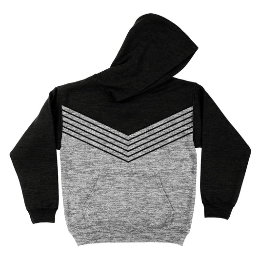 Geometric Black and Gray Fleece Long Sleeve Hoodie