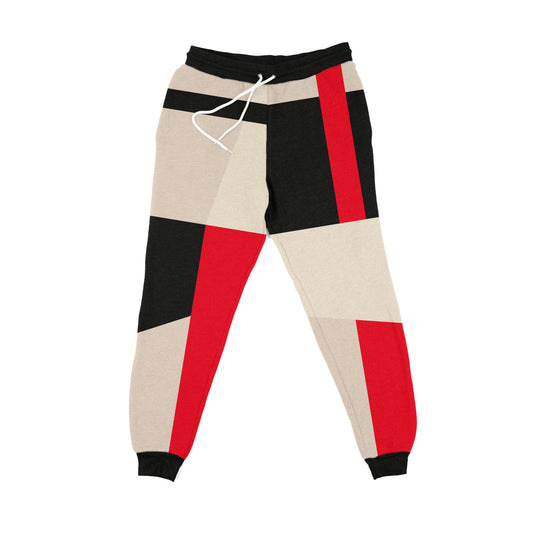 Black Khaki and Red Color Block Jogger