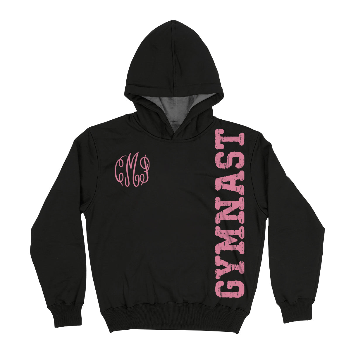 Gymnast Personalized Monogram Black Heavy Weight Performance 4-way Stretch Hoodie