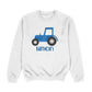 Farm Truck Personalized Name White and Blue Crewneck Sweatshirt