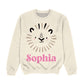Lion Face Personalized Name Beige Crewneck Sweatshirt