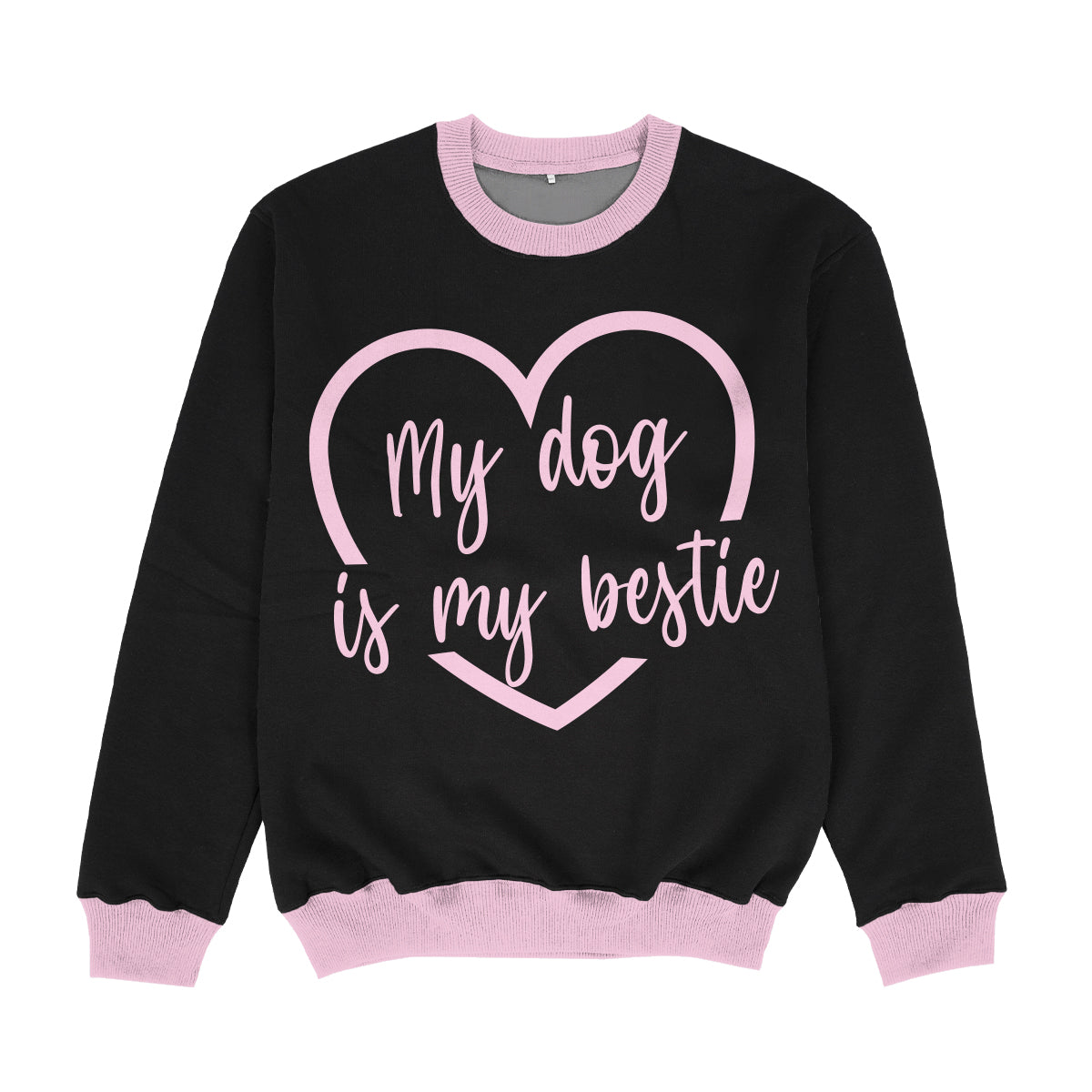 Mi Dog Is My Bestie Black Crewneck Sweatshirt