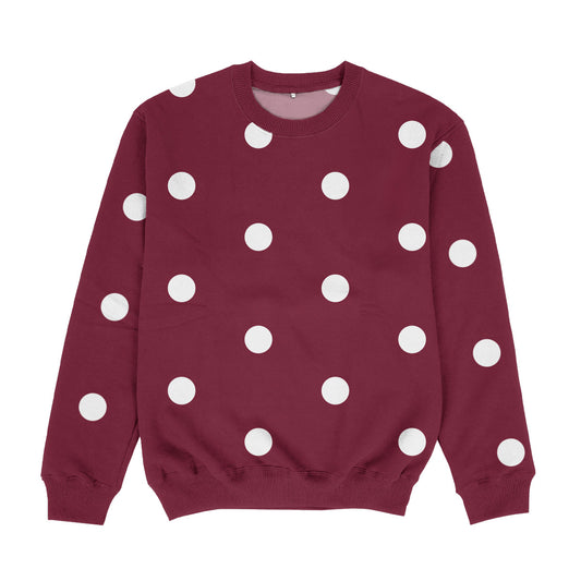 Polka Dots Maroon and White Crewneck Sweatshirt