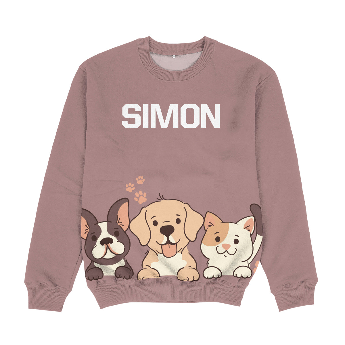 Pets Personalized Name Brown Crewneck Sweatshirt