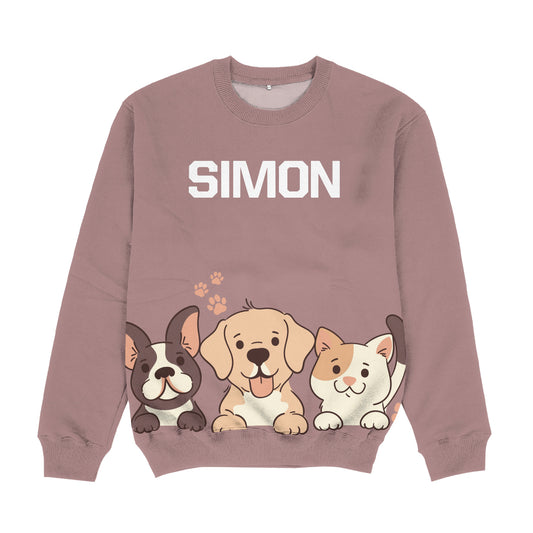 Pets Personalized Name Brown Crewneck Sweatshirt