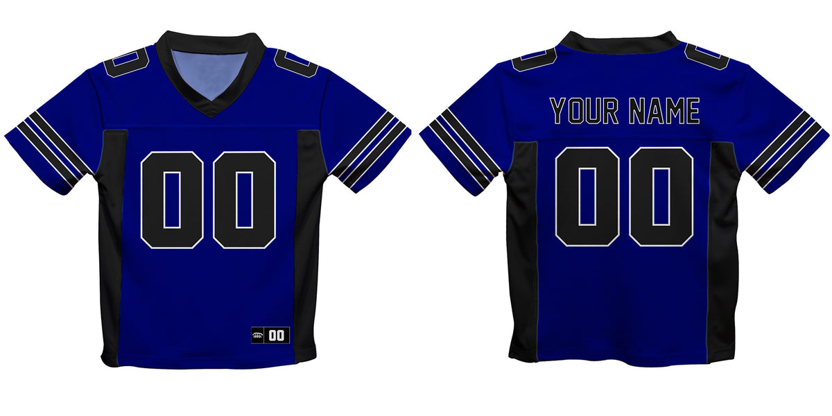 Personalized Name and Number Blue and Black Fashion Football T-Shirt - Wimziy&Co.