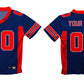 Personalized Name and Number Blue and Red Fashion Football T-Shirt - Wimziy&Co.