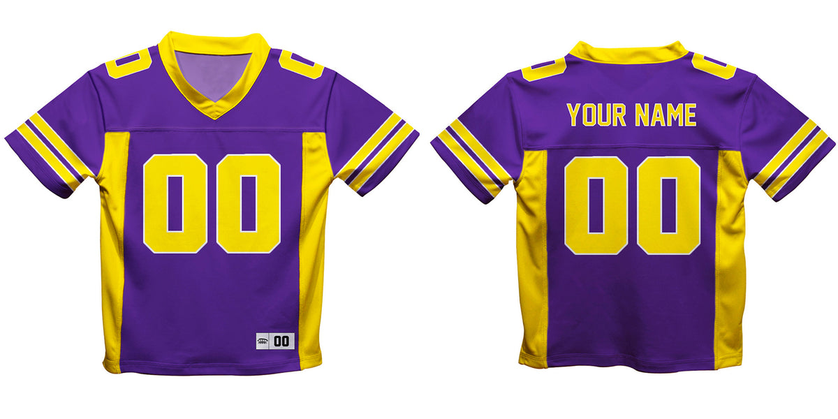 Personalized Name and Number Purple and Yellow Fashion Football T-Shirt - Wimziy&Co.