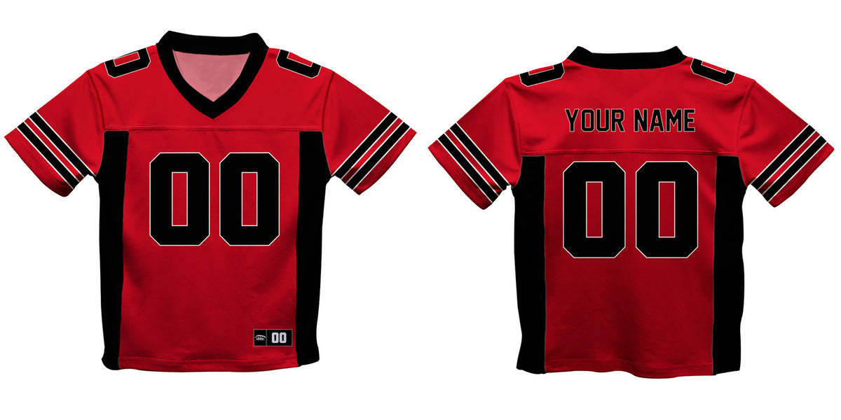 Personalized Name and Number Red and Black Fashion Football T-Shirt - Wimziy&Co.