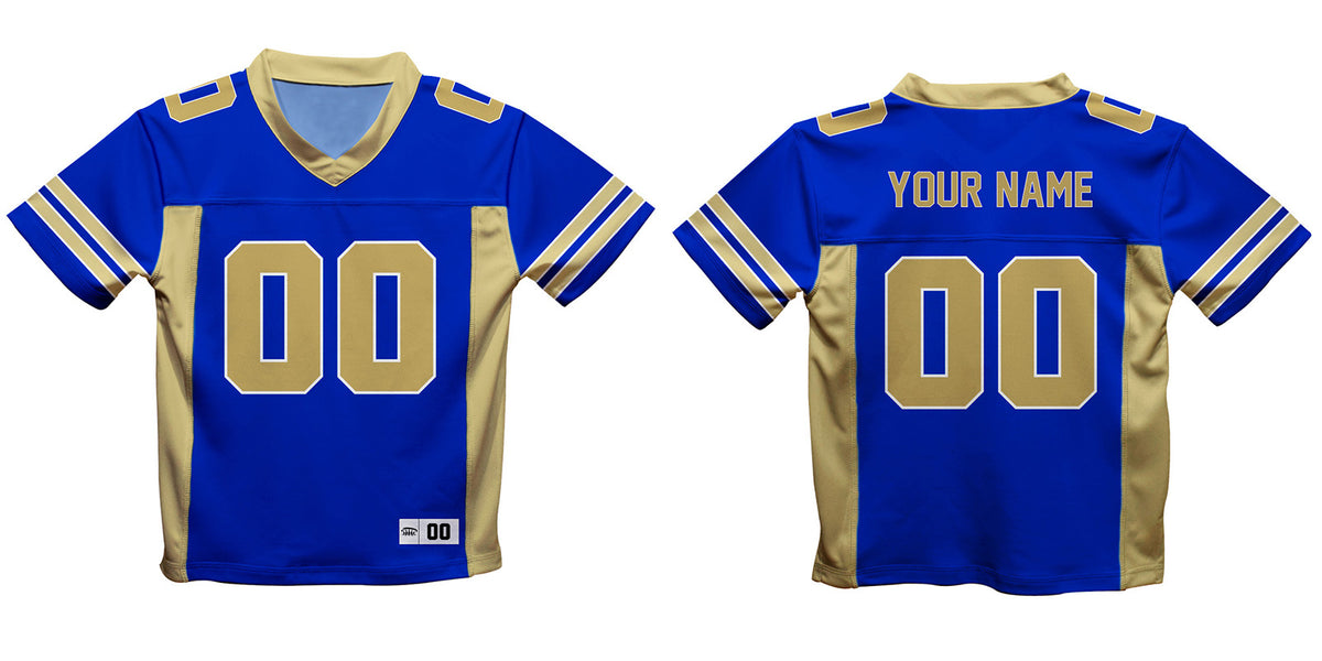Personalized Name and Number Royal and Gold Fashion Football T-Shirt - Wimziy&Co.