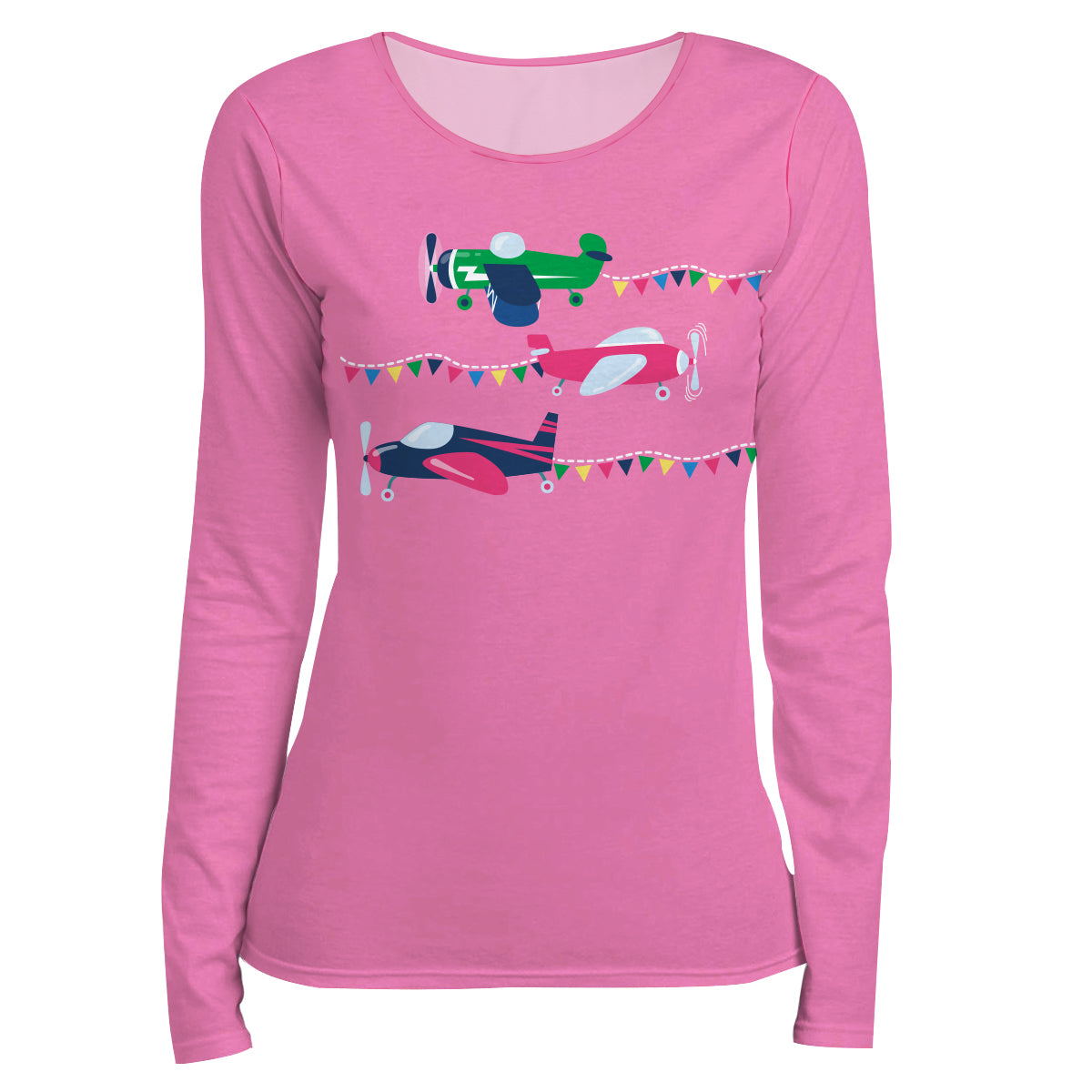 Airplanes Pink Long Sleeve Tee Shirt