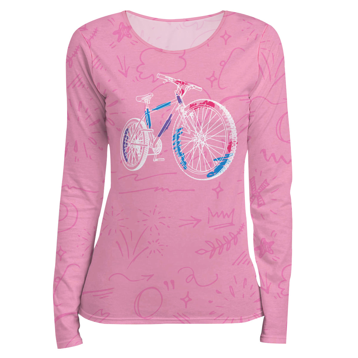 Bike Pink Long Sleeve Tee Shirt