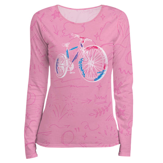 Bike Pink Long Sleeve Tee Shirt