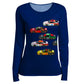 Racing Cars Navy and Red Long Sleeve Tee Shirt